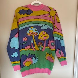 Current mood, oversized psychedelic mushroom sweater. Size small